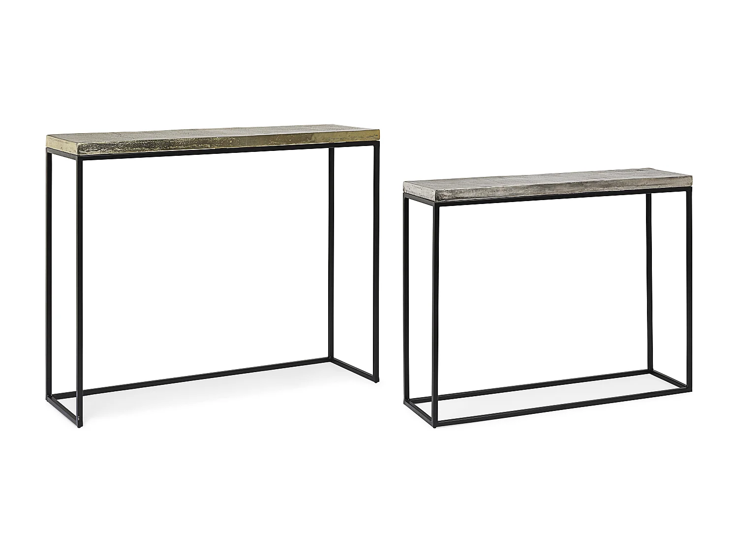Console plateau en aluminium et pieds en acier Amina - Lot de 2