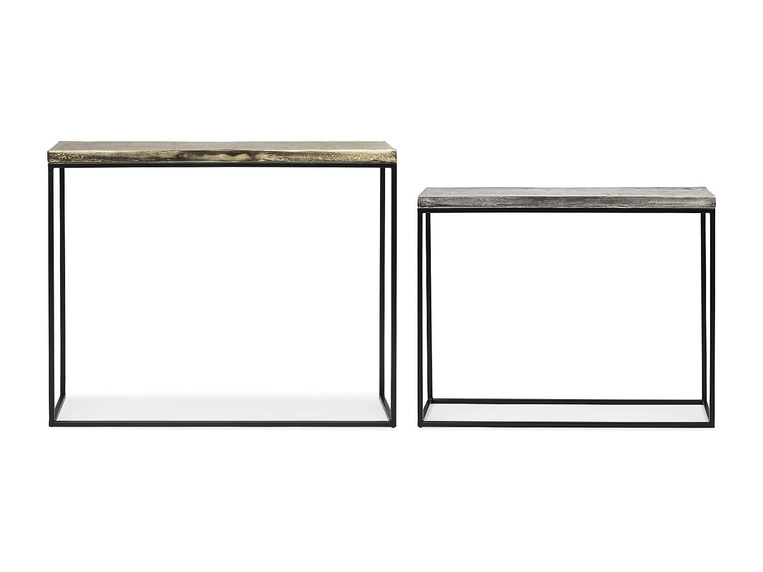 Console plateau en aluminium et pieds en acier Amina - Lot de 2