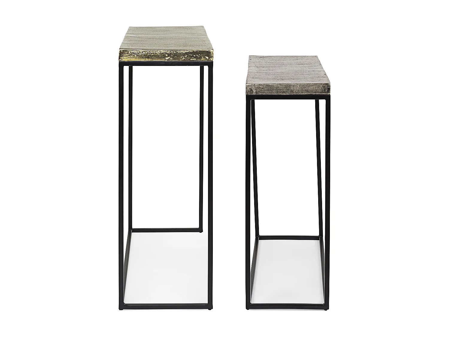 Console plateau en aluminium et pieds en acier Amina - Lot de 2