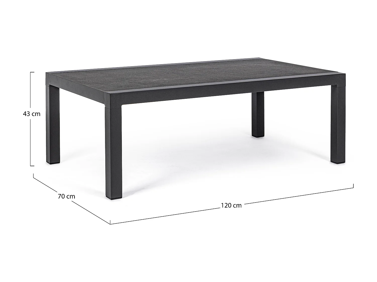 Table basse de jardin aluminium anthracite Keman L 120cm