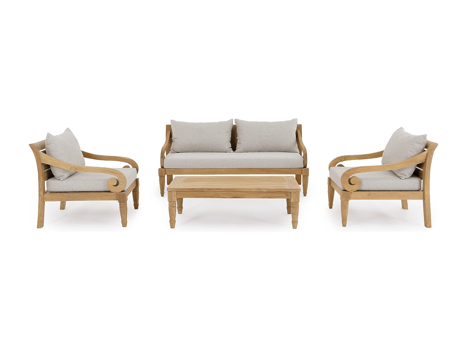 Table basse de jardin rectangle en bois teck Karine L 115cm