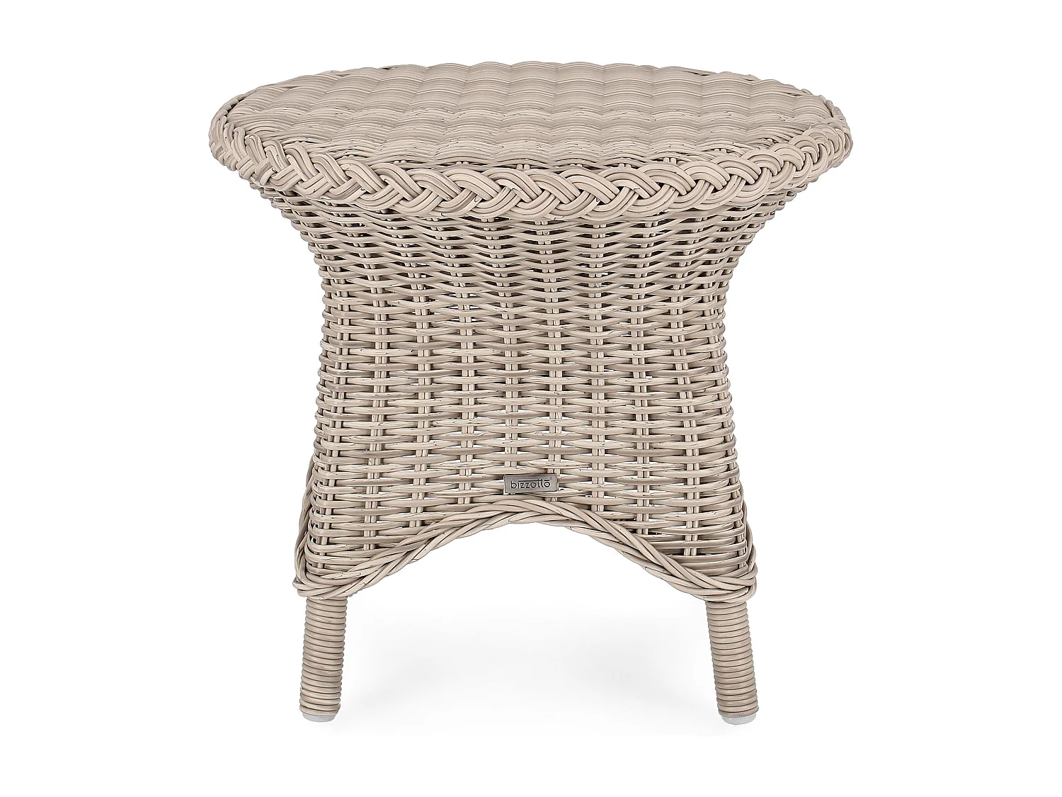 Table basse de jardin ronde tressages fibres synthétiques beige Guliver 55cm