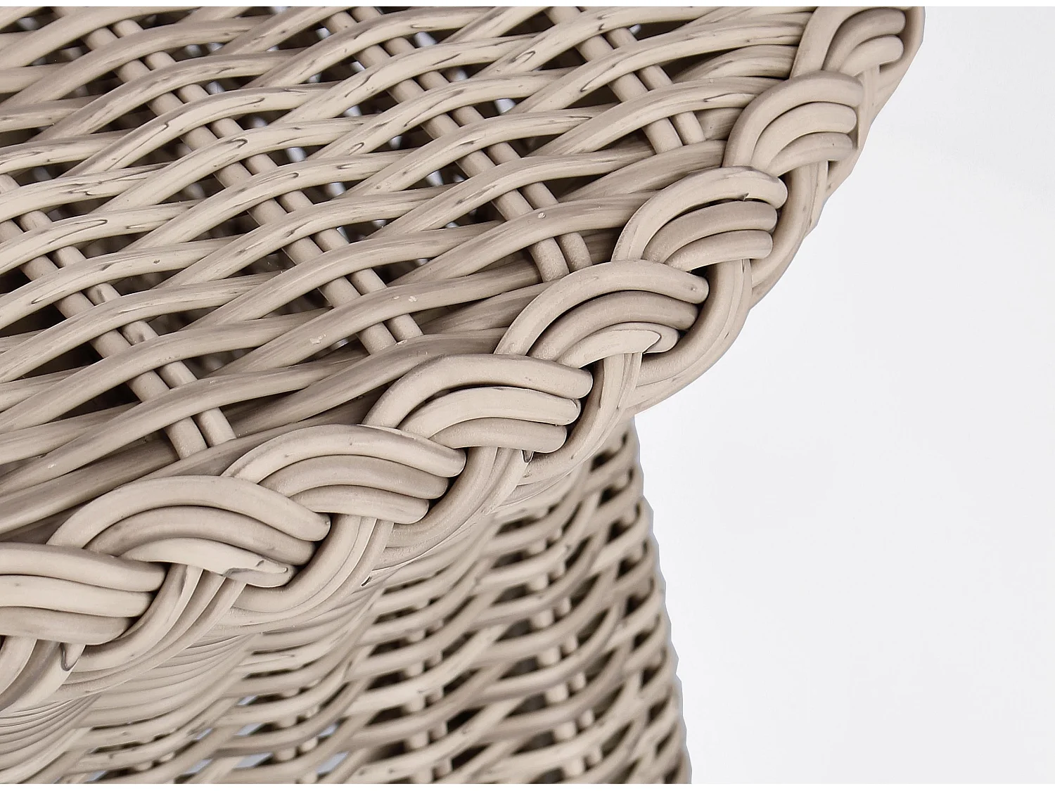 Table basse de jardin ronde tressages fibres synthétiques beige Guliver 55cm