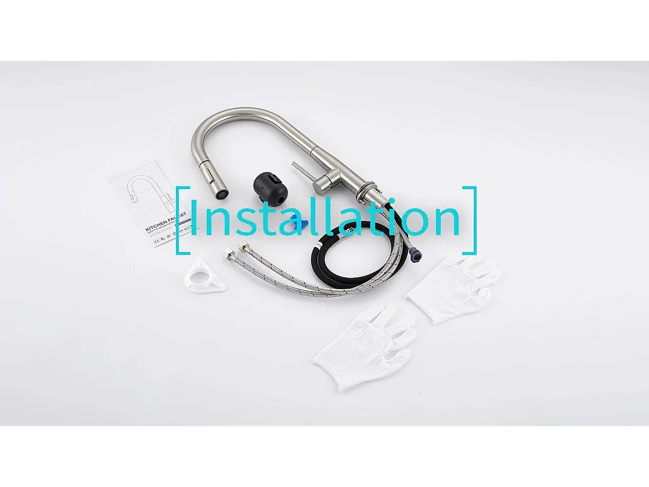 2 STUKS AURALUMMAX Keukenmengkraan, RVS Gootsteenkraan met DoucUittrekbare afzuigkap, 2 stralen koud/warm water 360 graden draaibaar, U-vormige uitloop, zwart