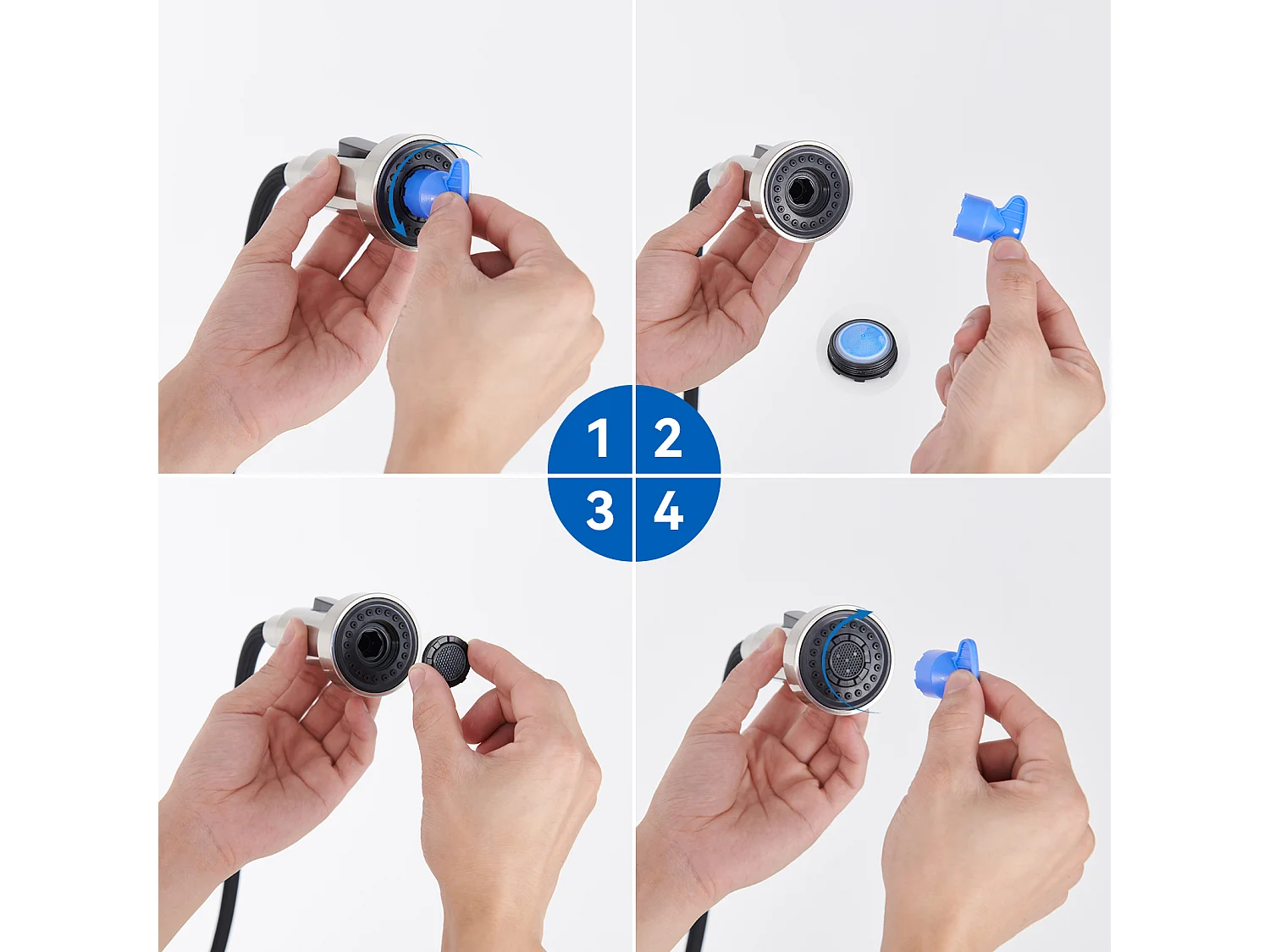 AuraLum Max Mitigeur Cuisine à Ressort Spiralé avec 2 Fonctions Douchette Robinet d'évier Rotatif 360° en Inox 304 pour Cuisine, Brossé,EU Modèle