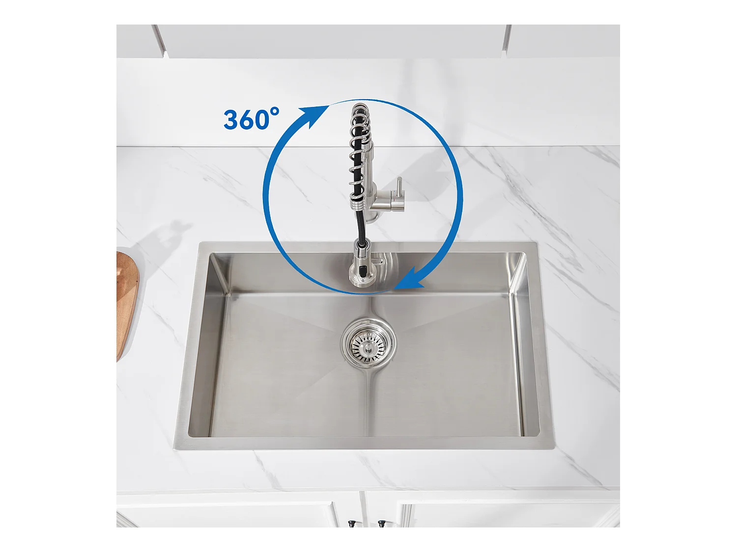 AuraLum Max Miscelatore Cucina a Molla A Spirale con 2 Funzioni Doccetta Rubinetto lavello Rotante 360°Inox 304 per Cucina, Spazzolato