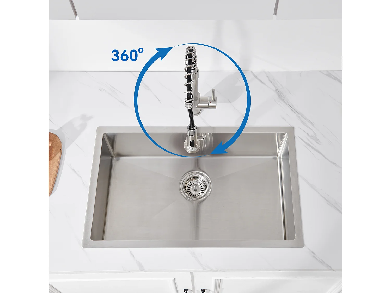 2PCS AURALUM MAX Miscelatore Cucina a Molla A Spirale con 2 Funzioni Doccetta Rubinetto lavello Rotante 360°Inox 304 per Cucina, Spazzolato