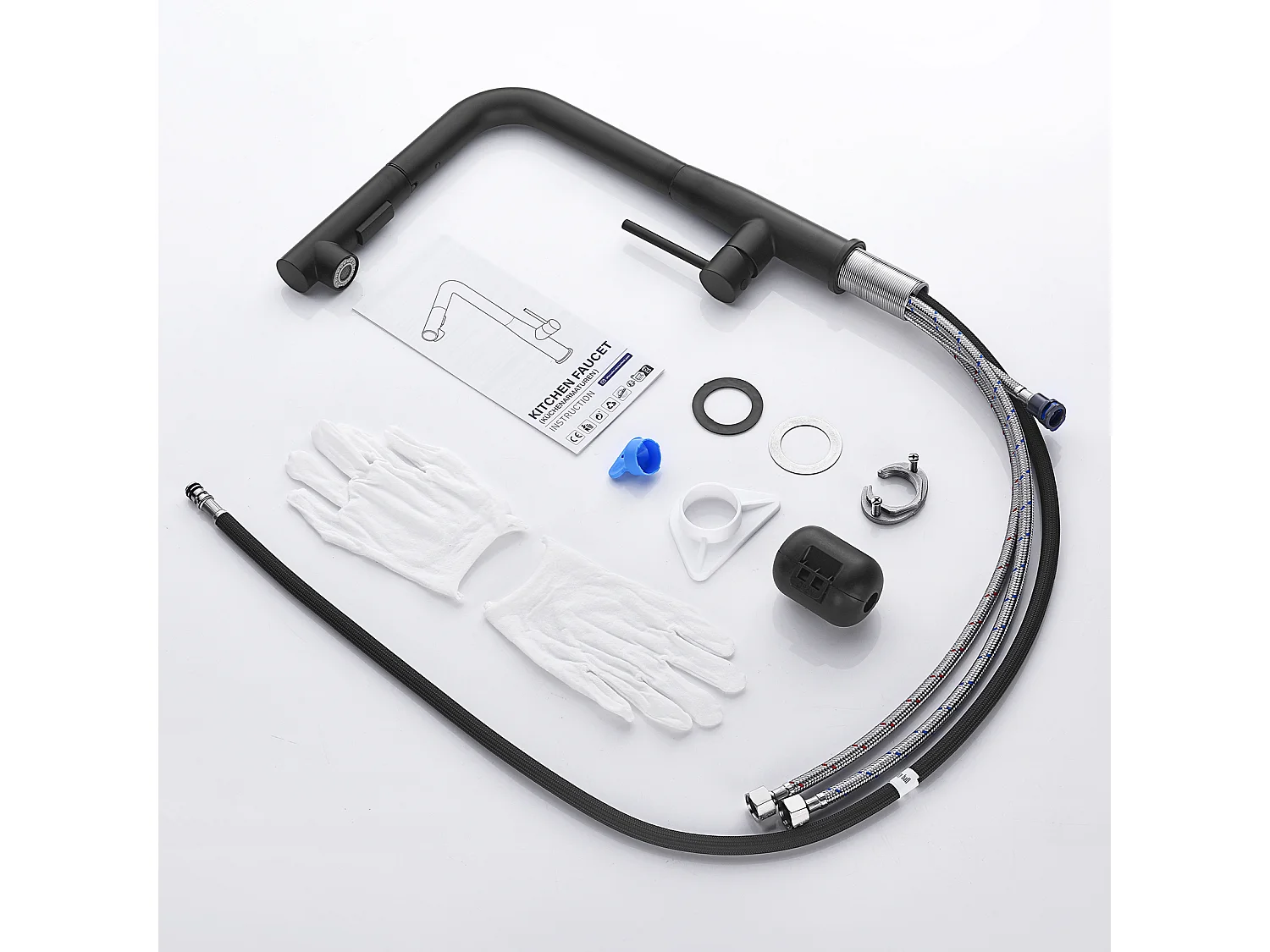 Miscelatore Cucina Nero con Doccetta estraibile,Inox, Miscelatore Lavello 2 Modalità Getti Acqua Calda/Fredda,Rubinetto Telescopico Lavello