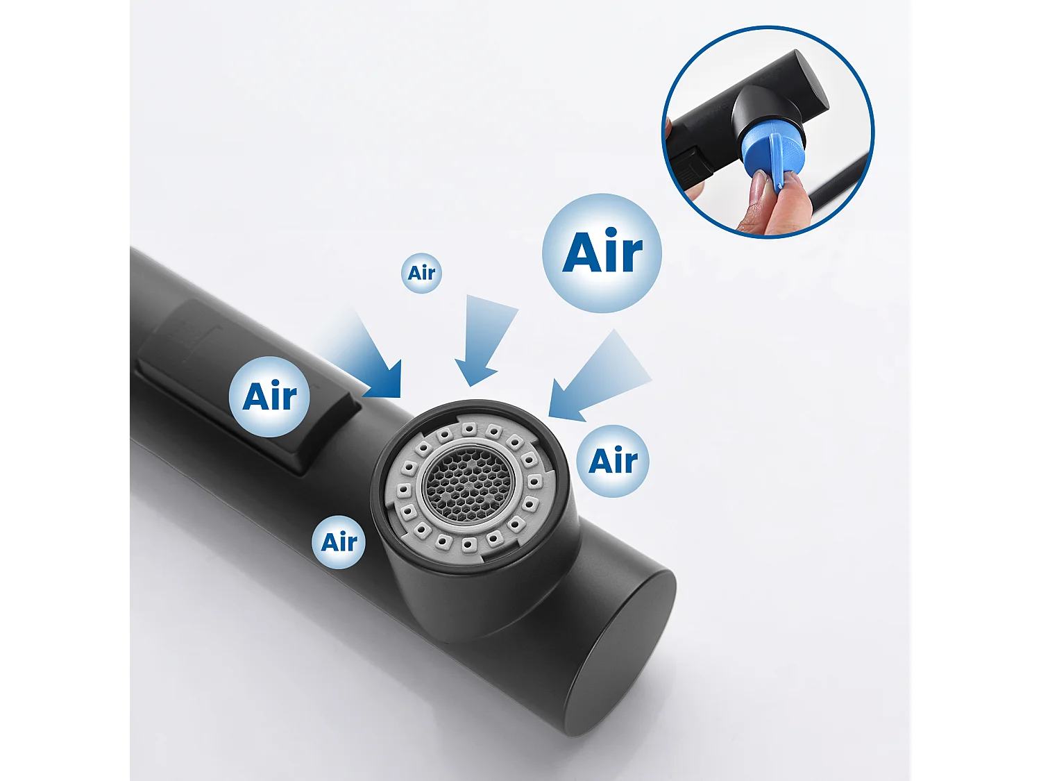 Auralum MAX Keukenmengkraan Zwart met uittrekbare handdouche, roestvrij staal, spoelbakmengkraan 2 modi warm/koud waterstralen, telescopische gootsteenkraan