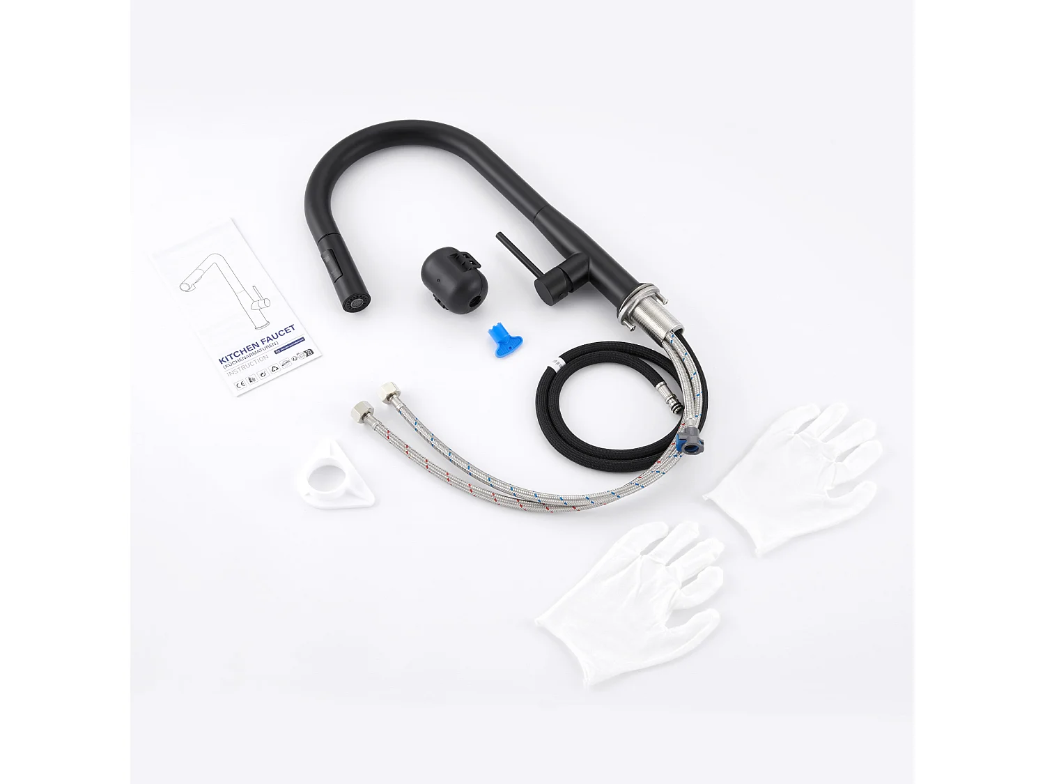 AURALUM MAX Robinet Cuisine Douchette,Mitigeur Cuisine avec Douchette, Robinetterie Cuisine avec Douchette Extractible Eau Froide/Chaude,Noir