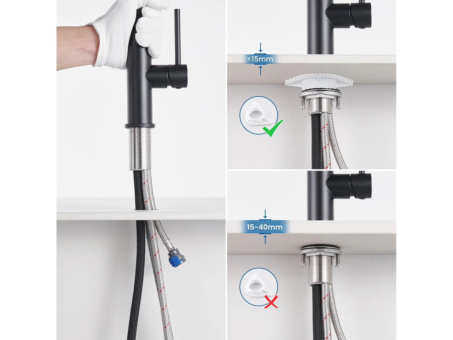 AURALUM MAX Robinet Cuisine Douchette,Mitigeur Cuisine avec Douchette, Robinetterie Cuisine avec Douchette Extractible Eau Froide/Chaude,Noir
