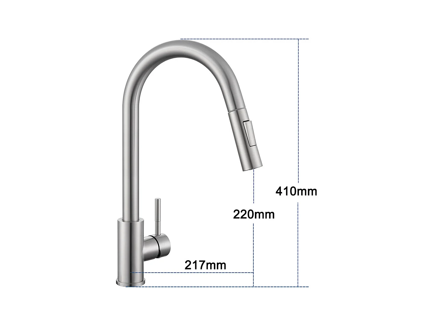 Miscelatore cucina con doccetta allungabile rotante 360° 2 modalità di spruzzatura calda/fredda rubinetteria lavello acciaio inossidabile-spazzolato