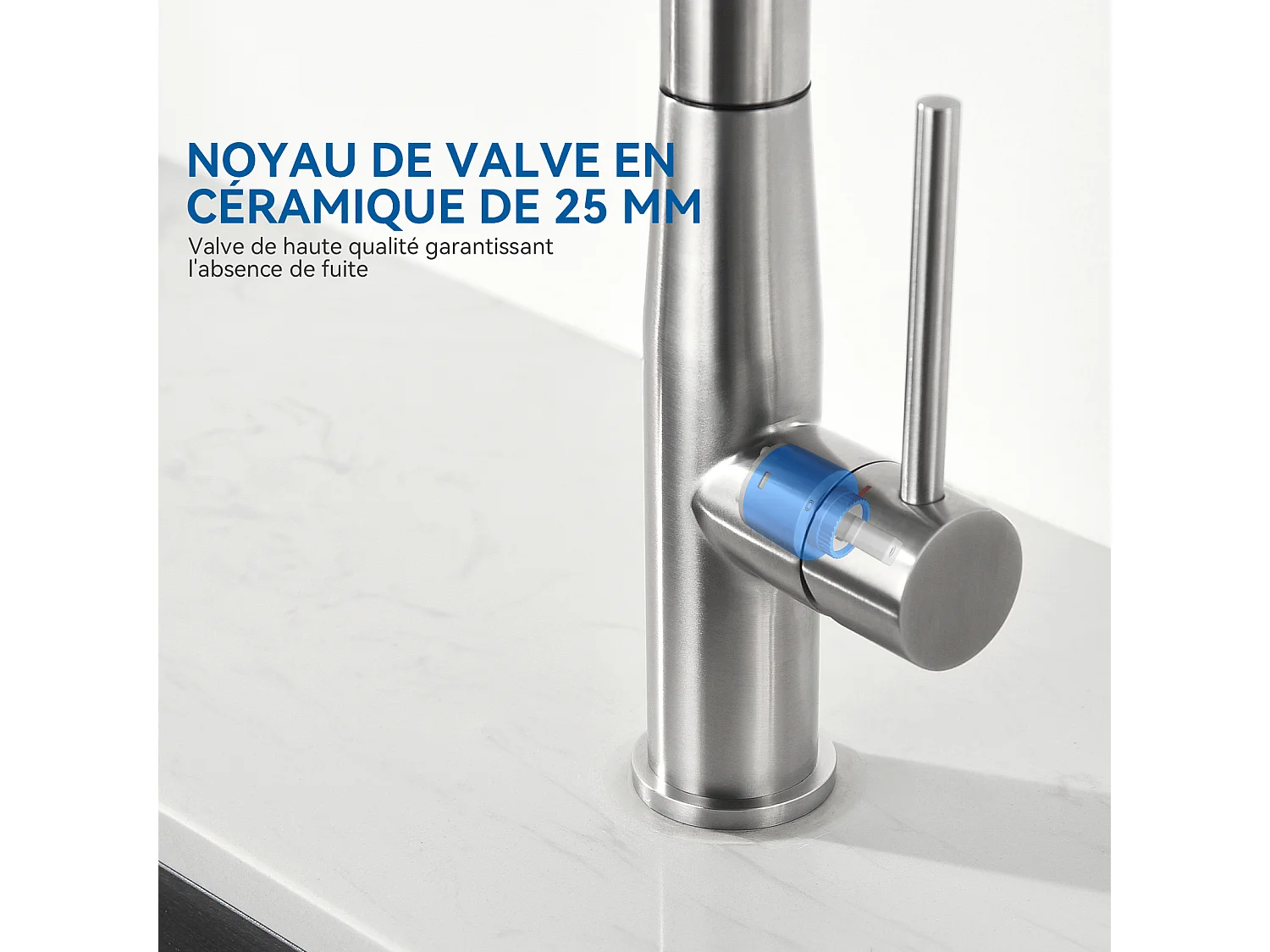 2PCS Mezclador cocina,grifo fregadero inox con ducha extraíble, 2 modos de chorro agua fría/calida giratorios a 360°, caño en forma de L, cepillado