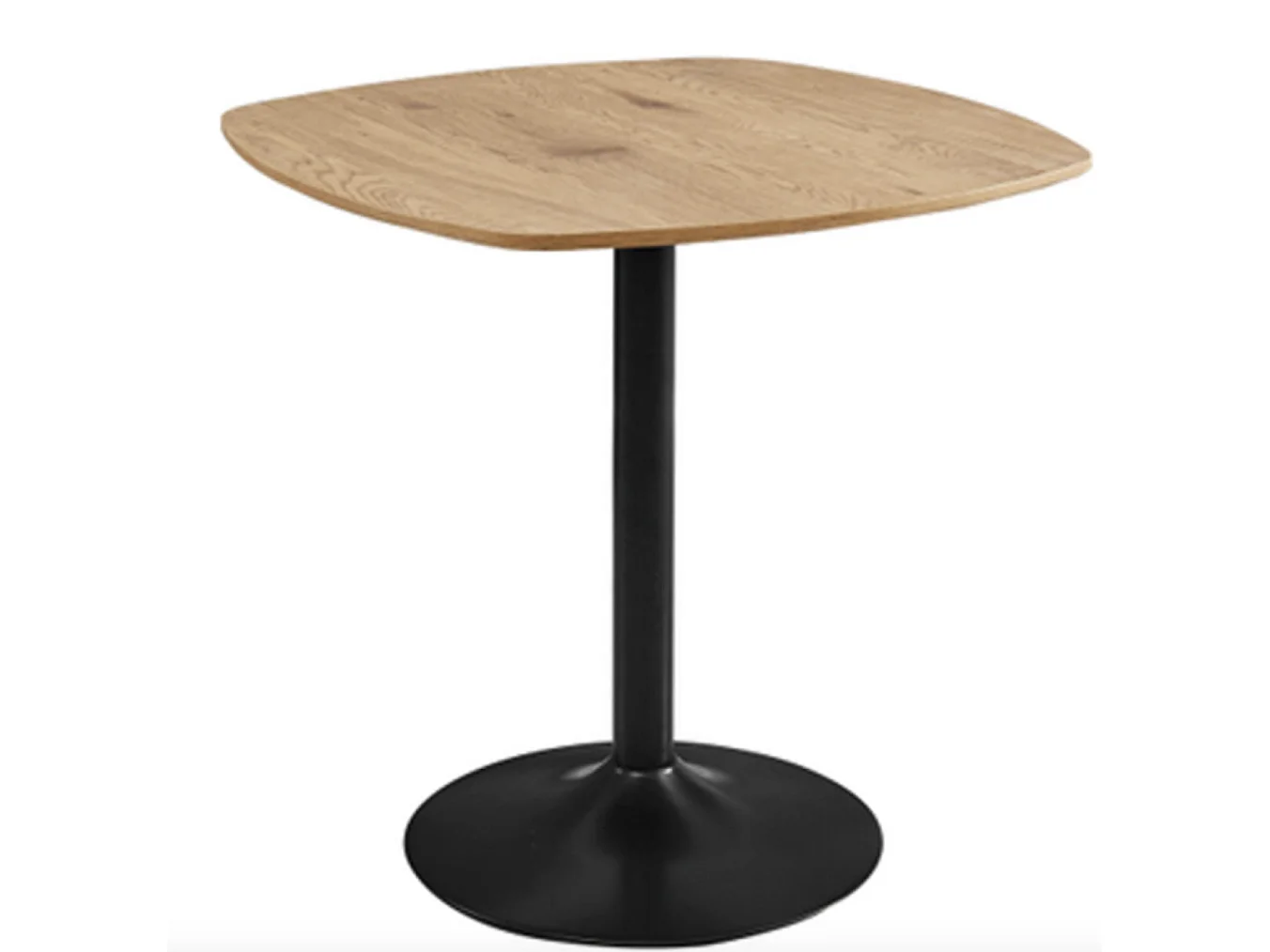 Mesa pequeña cuadrada 60 cm Resko - Madera natural y pata de metal negro