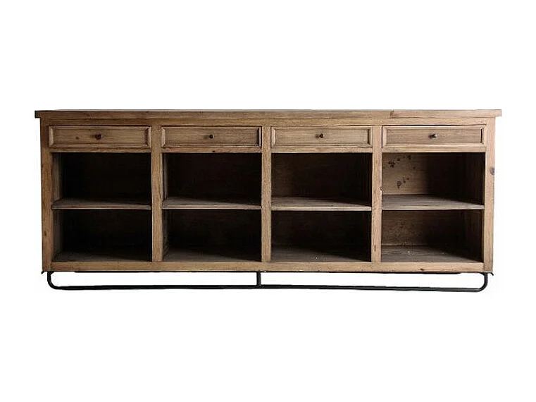 Barra de bar 4 cajones 8 nichos pino macizo reciclado claro Coben