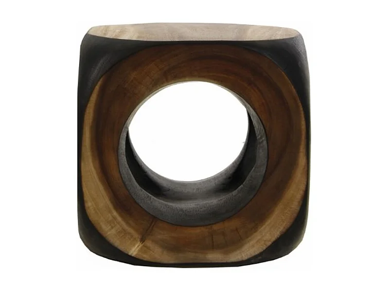 Reposapiés étnico en madera maciza de suar claro y oscuro Samy