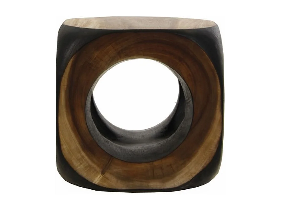 Reposapiés étnico en madera maciza de suar claro y oscuro Samy