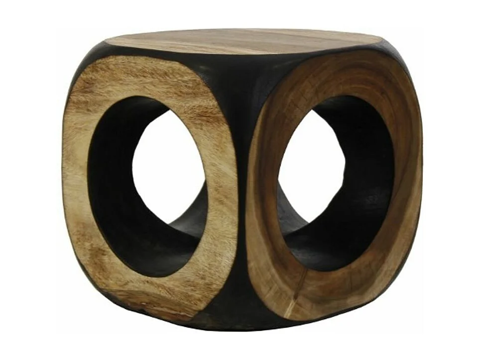 Reposapiés étnico en madera maciza de suar claro y oscuro Samy