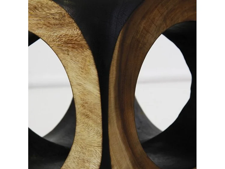 Reposapiés étnico en madera maciza de suar claro y oscuro Samy