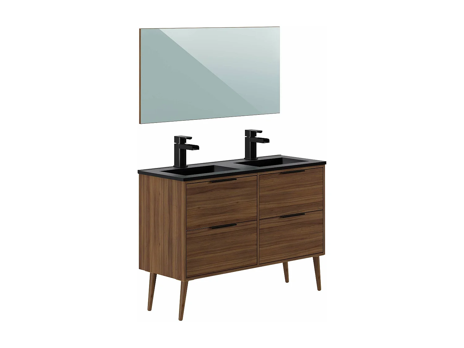 Meuble de salle de bain CONI 4 tiroirs 120 cm chêne T-BATH Inclus lavabo et miroir