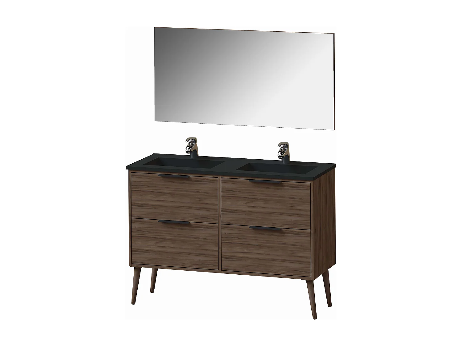 Meuble de salle de bain CONI 4 tiroirs 120 cm chêne T-BATH Inclus lavabo et miroir