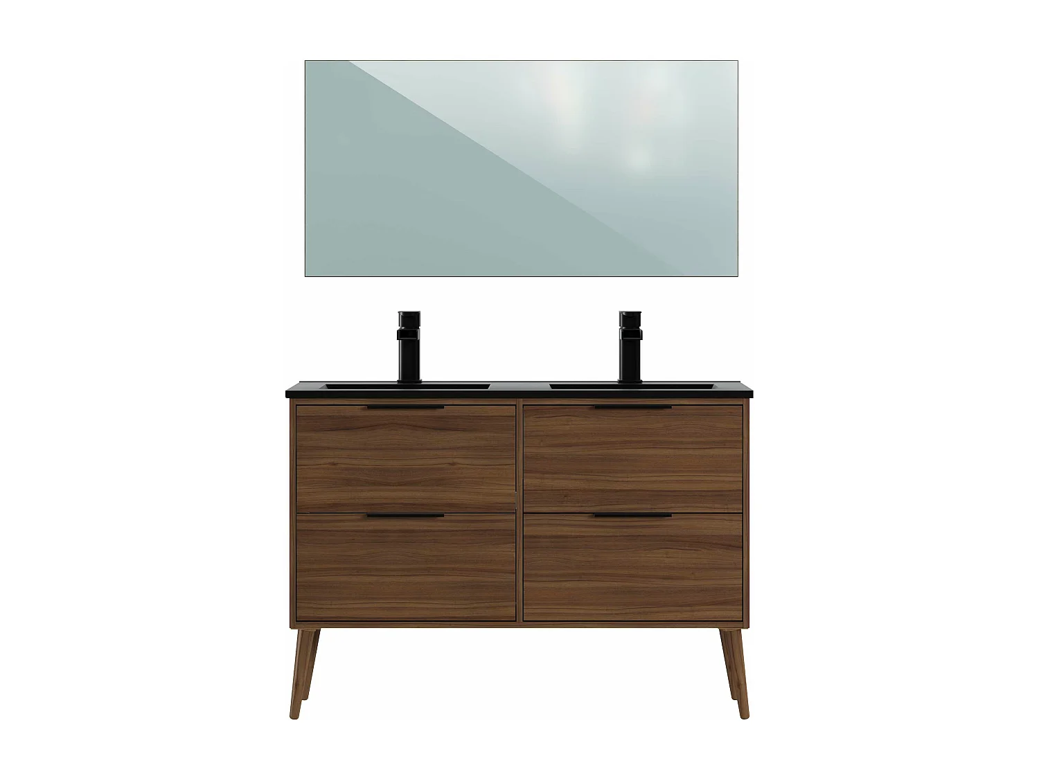 Meuble de salle de bain CONI 4 tiroirs 120 cm chêne T-BATH Inclus lavabo et miroir