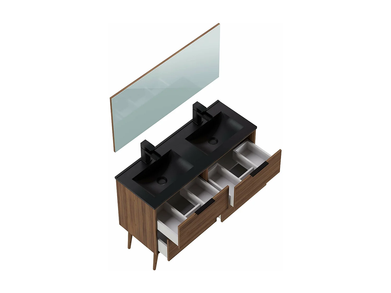 Meuble de salle de bain CONI 4 tiroirs 120 cm chêne T-BATH Inclus lavabo et miroir