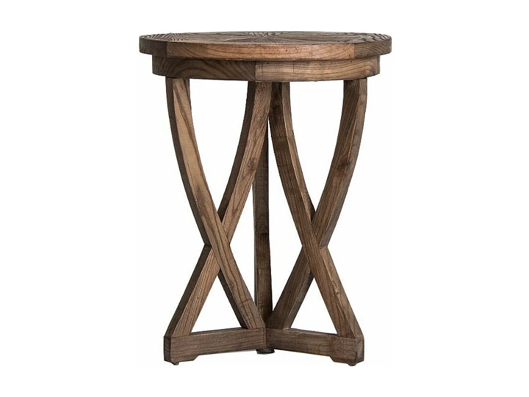 Table d'appoint ronde pin massif recyclé foncé Valiha