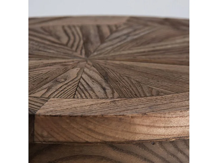 Table d'appoint ronde pin massif recyclé foncé Valiha