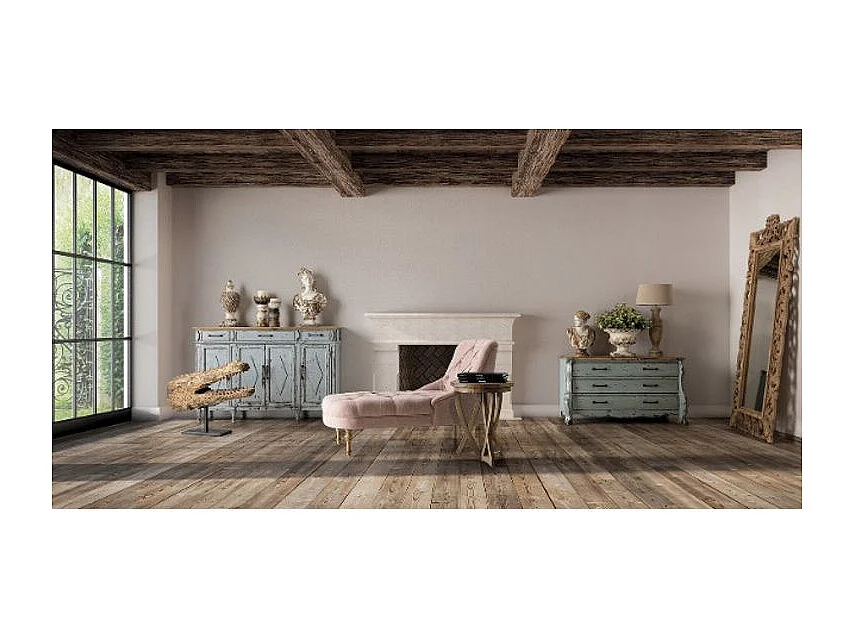 Table d'appoint ronde pin massif recyclé foncé Valiha