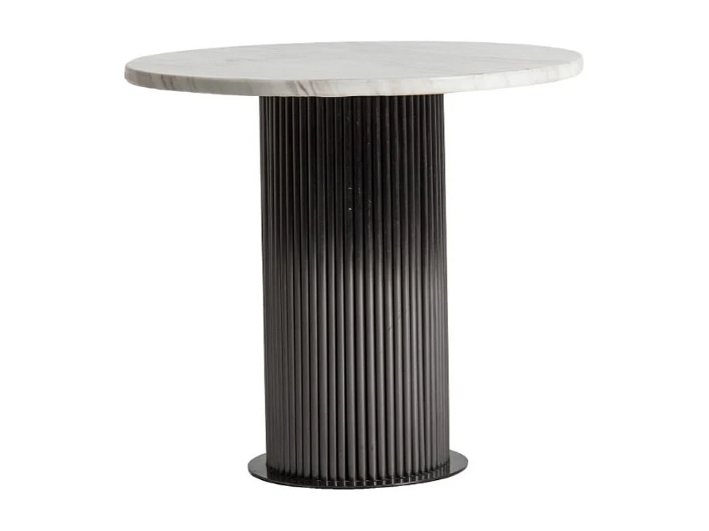 Table d'appoint ronde marbre blanc et métal noir Rivou