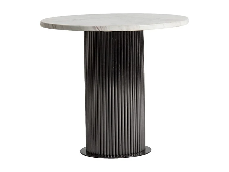Table d'appoint ronde marbre blanc et métal noir Rivou