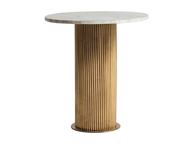 Table d'appoint ronde marbre blanc et métal doré Rivou