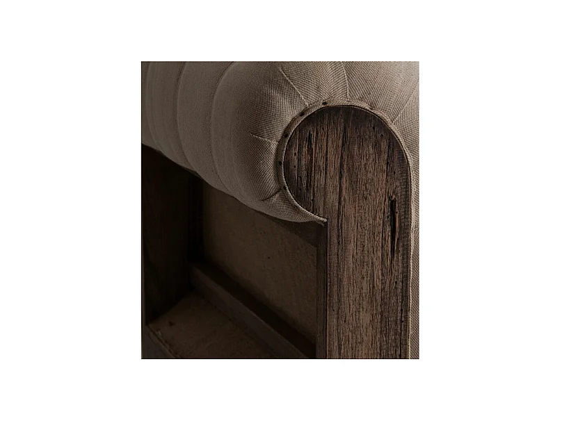 Canapé 3 places tissu beige et bois tropical clair vieilli Nothi