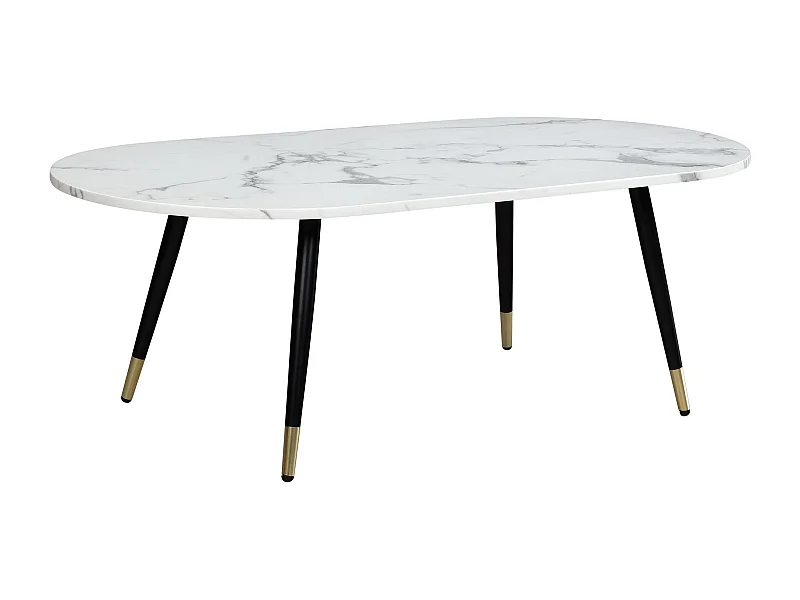 Table Basse 120x60x41,5 cm Aspect Marbre Grande Table de Salon Moderne