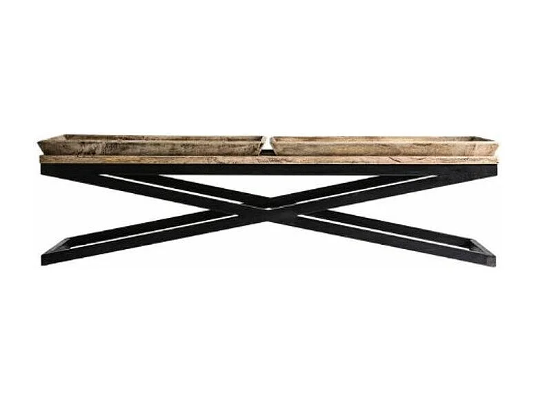 Mesa de centro Akira de mango macizo claro y metal negro