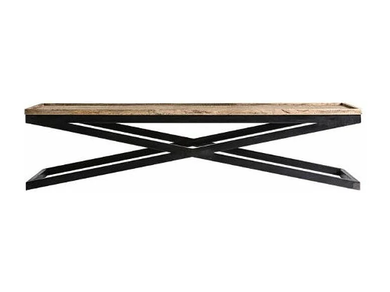 Mesa de centro Akira de mango macizo claro y metal negro