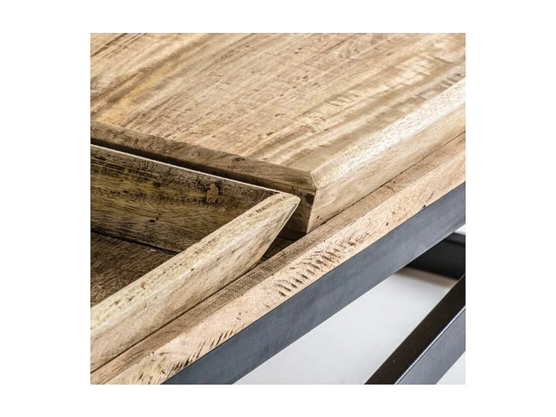 Mesa de centro Akira de mango macizo claro y metal negro