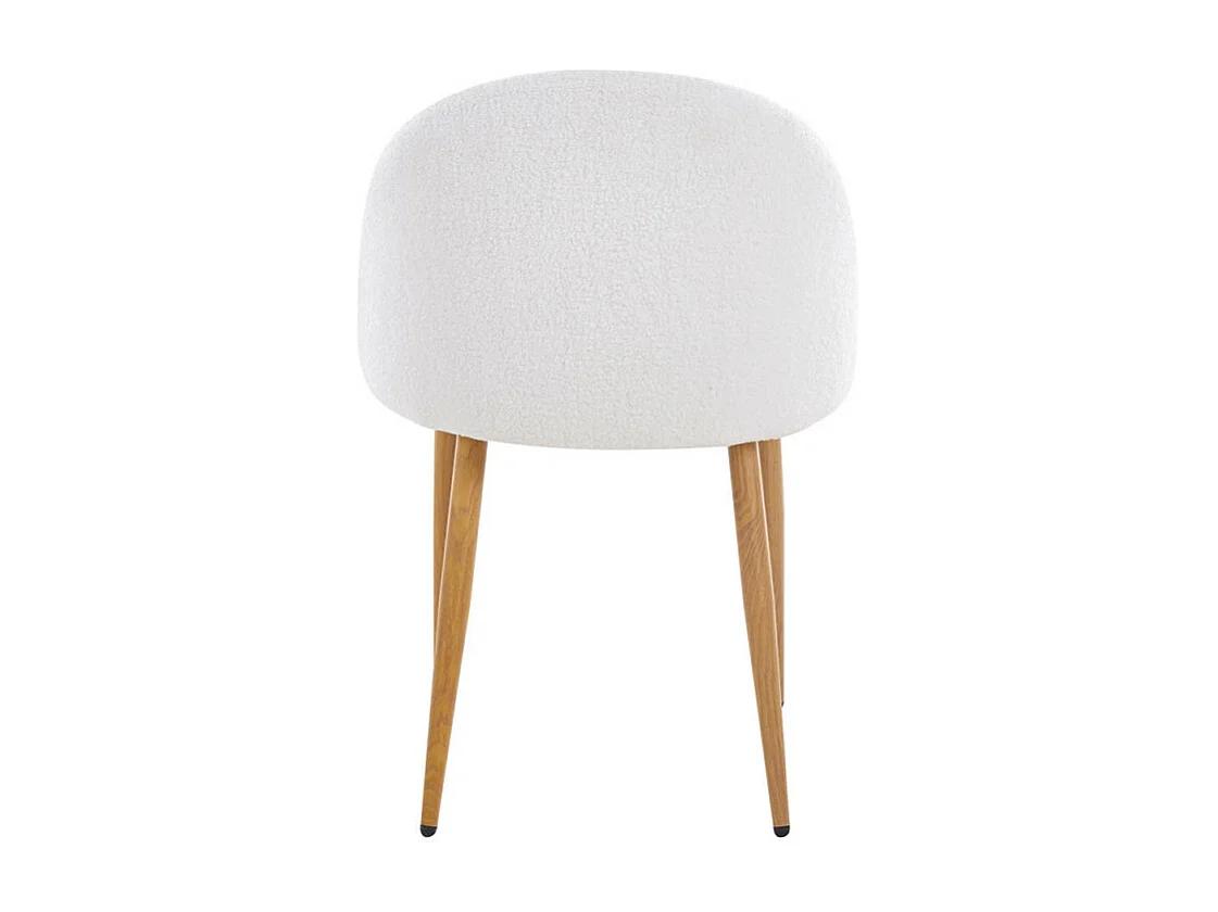 Juego de 2 sillas Kazon: elegante tejido de rizo y patas de metal con efecto madera clara-Color Blanco