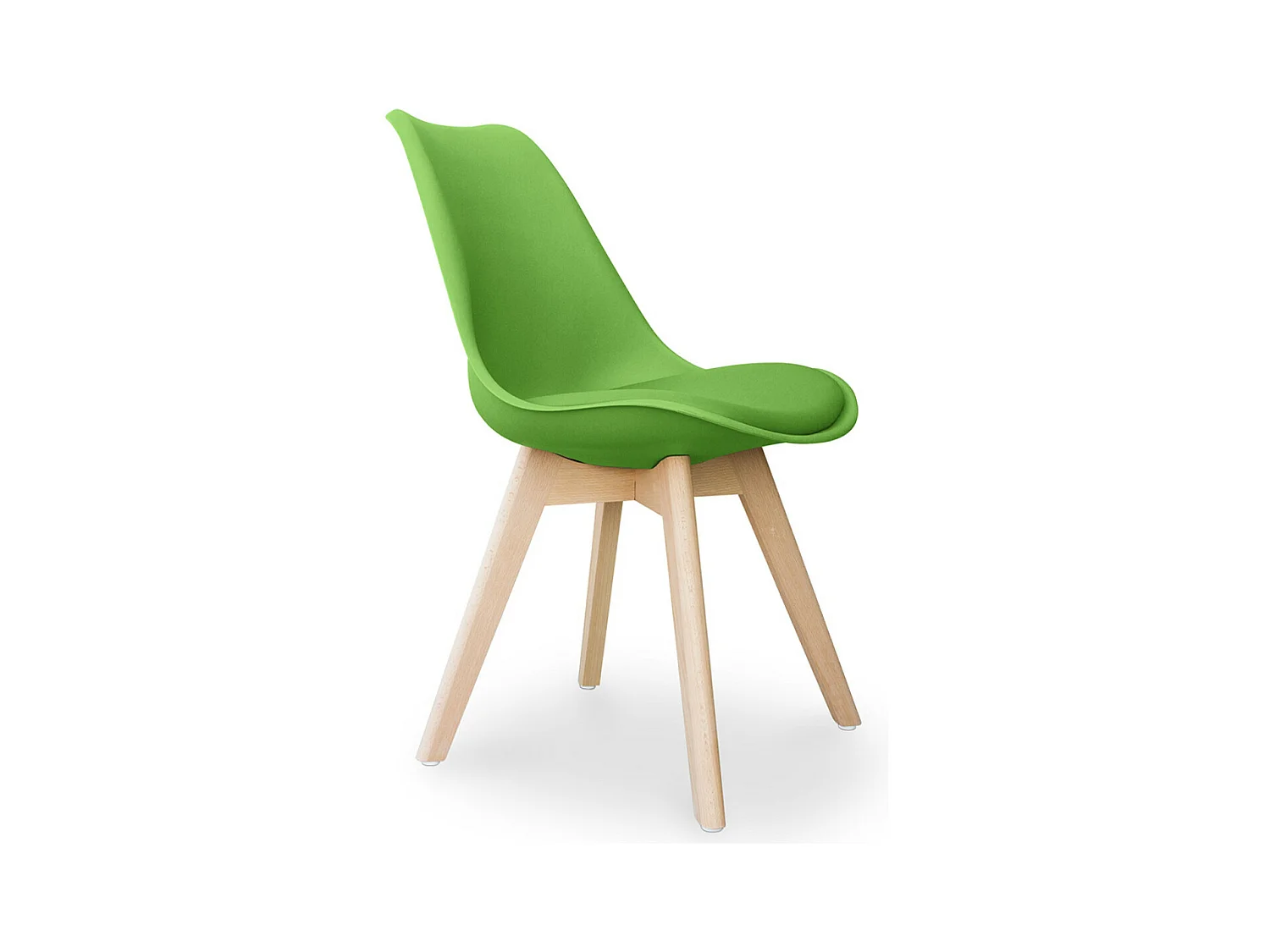 Chaise Tula style nordique - Assise en simili cuir et pieds en bois clair-Couleur Vert