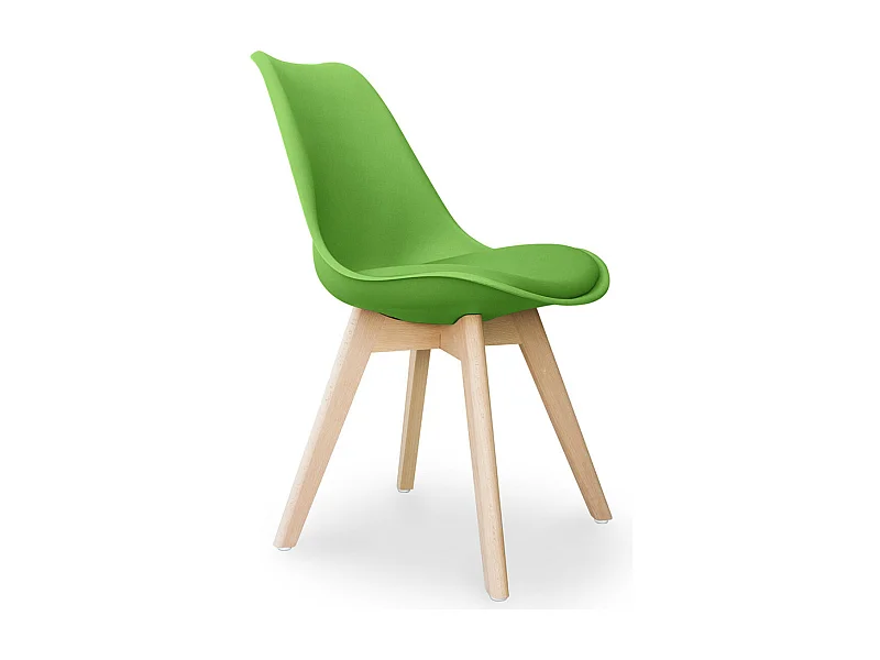Chaise Tula style nordique - Assise en simili cuir et pieds en bois clair-Couleur Vert