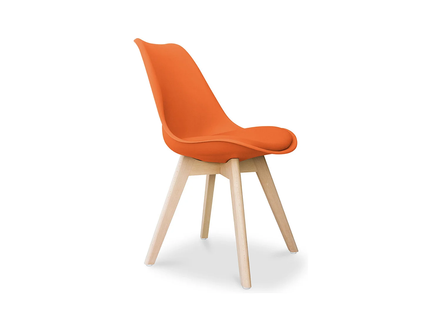Chaise Tula style nordique - Assise en simili cuir et pieds en bois clair-Couleur Orange
