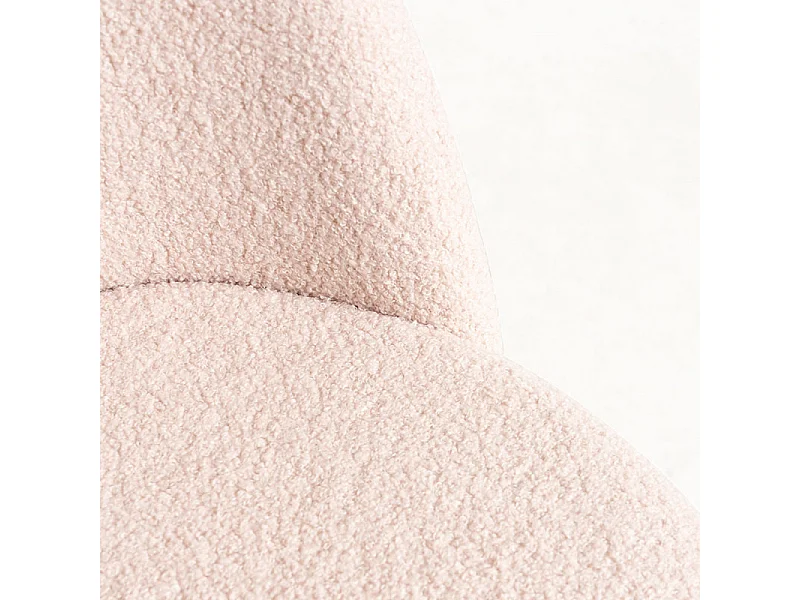 Lot de 2 chaise Kazon - Tissu à bouclettes élégant et pieds métal effet bois clair-Couleur Beige