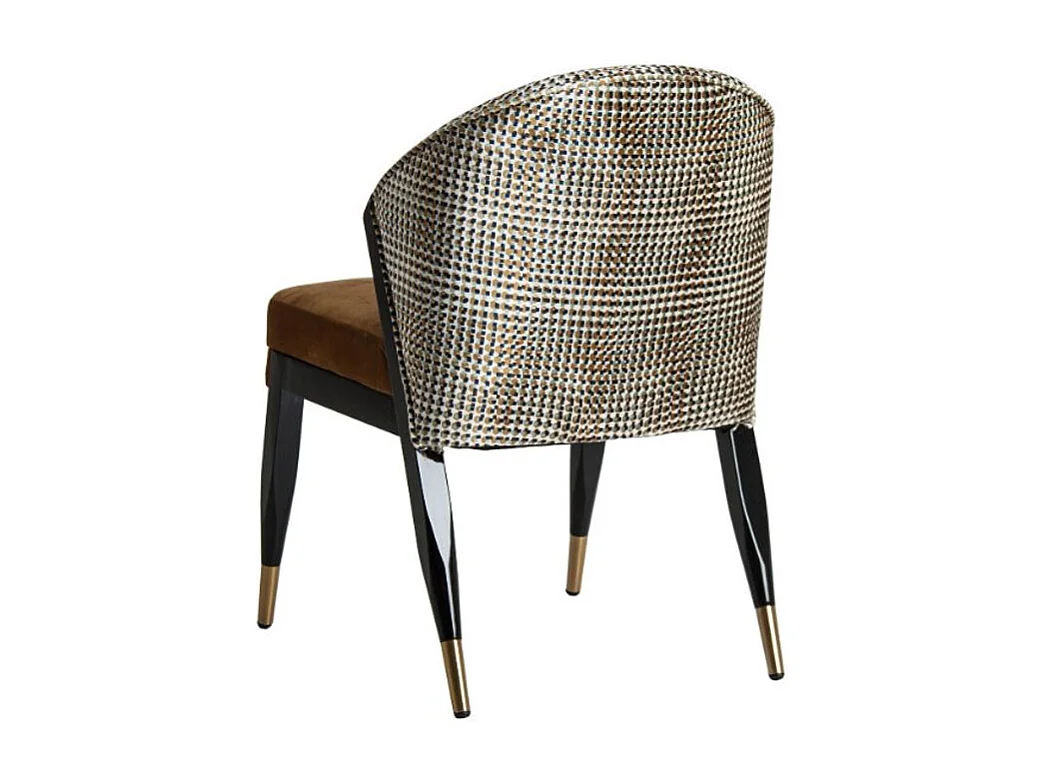 Chaise art déco velours moutarde et pieds bois massif noir Bari