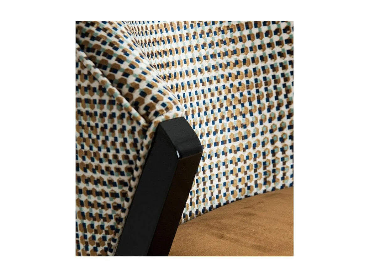 Chaise art déco velours moutarde et pieds bois massif noir Bari