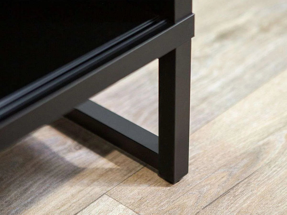 Buffet Pyramid 2 portes 82x200x45 cm noir et chêne TALESA