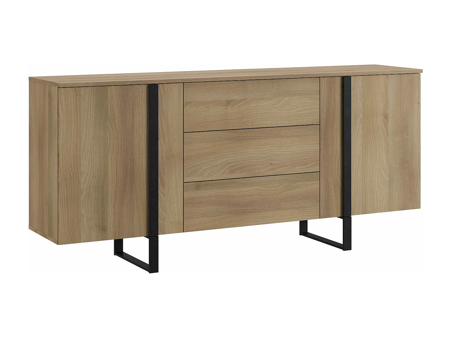 Buffet Mediterráneo 2 portes 3 tiroirs 81x180x40 cm chêne TALESA
