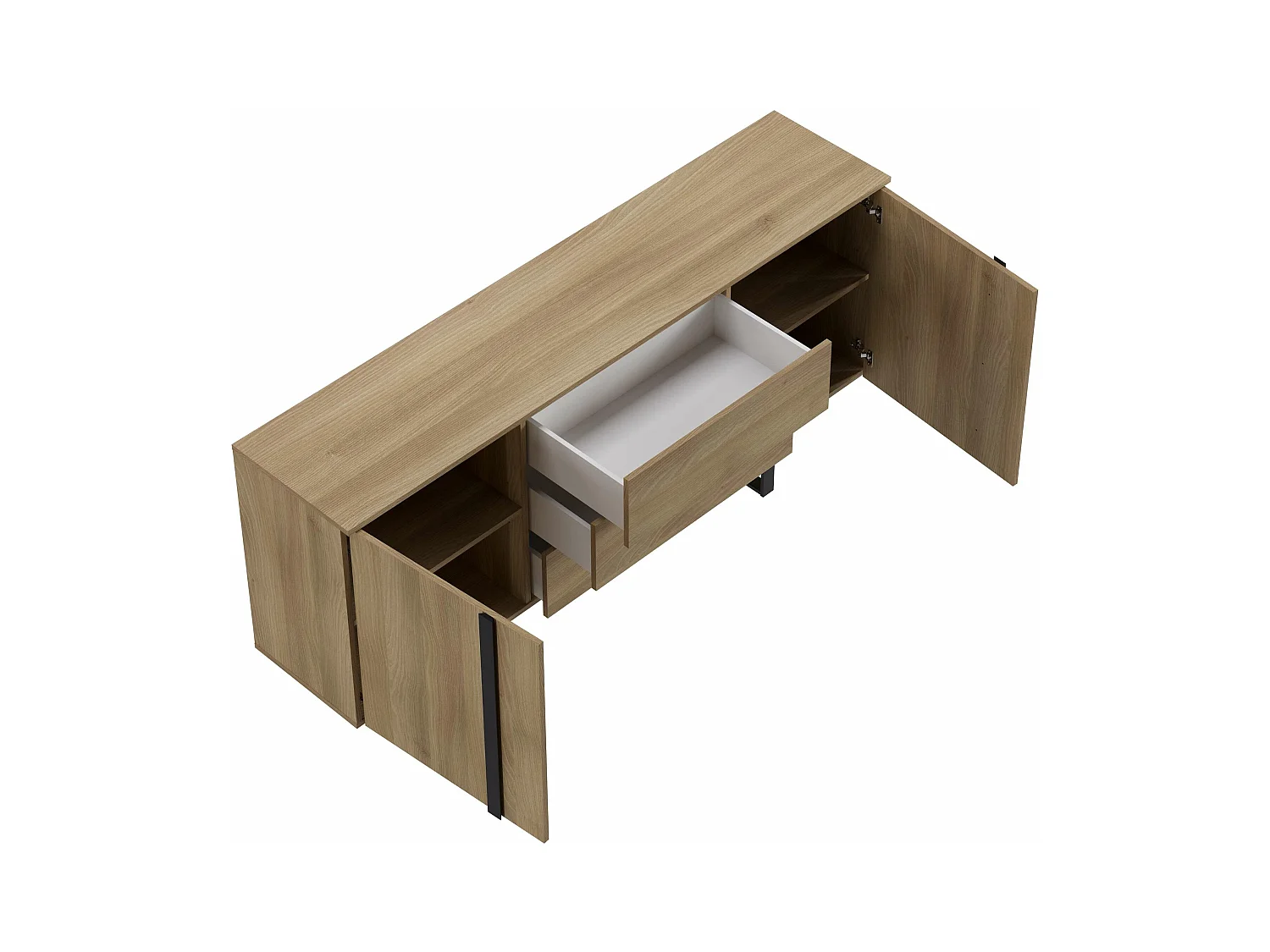 Buffet Mediterráneo 2 portes 3 tiroirs 81x180x40 cm chêne TALESA