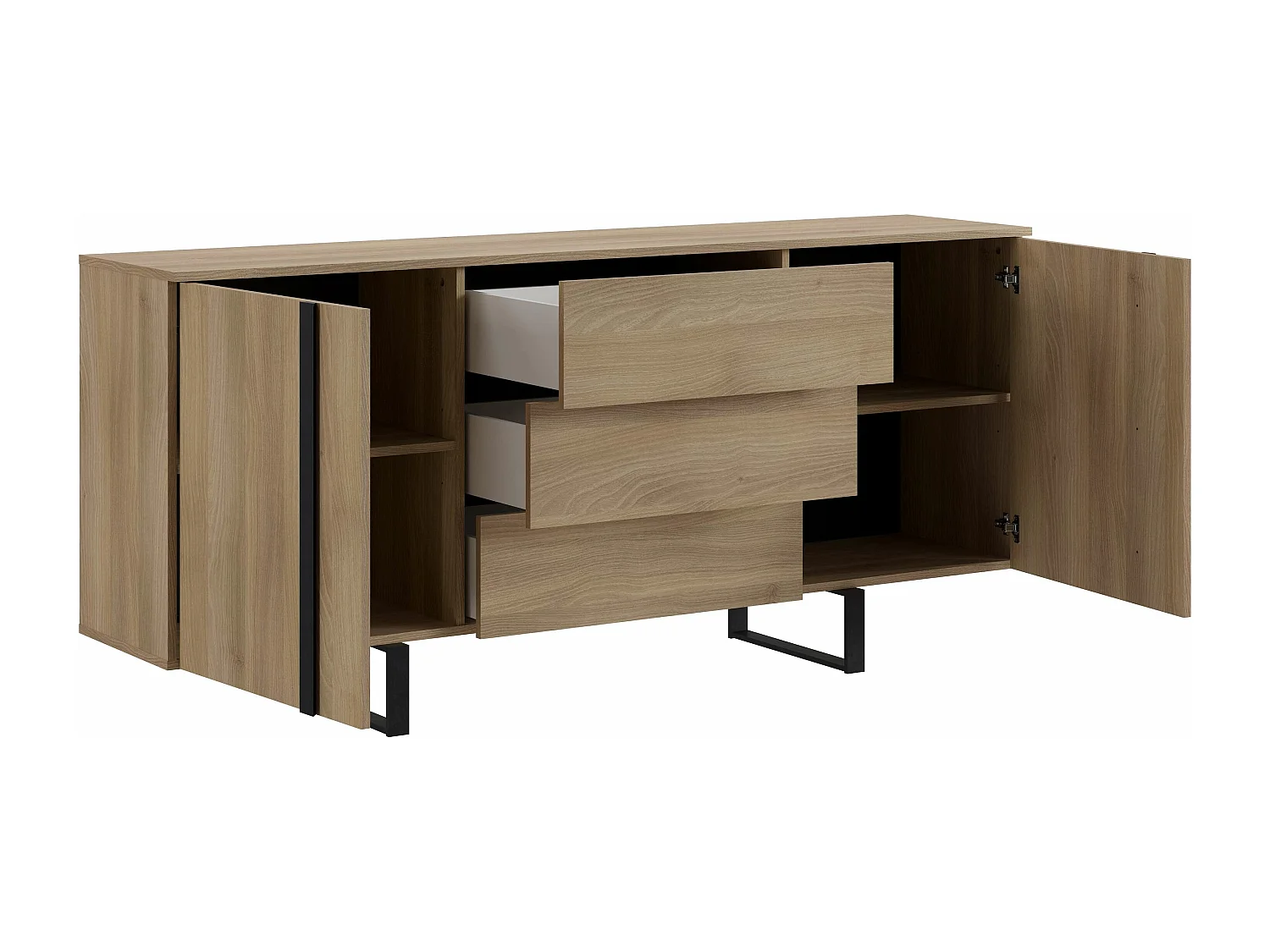 Buffet Mediterráneo 2 portes 3 tiroirs 81x180x40 cm chêne TALESA