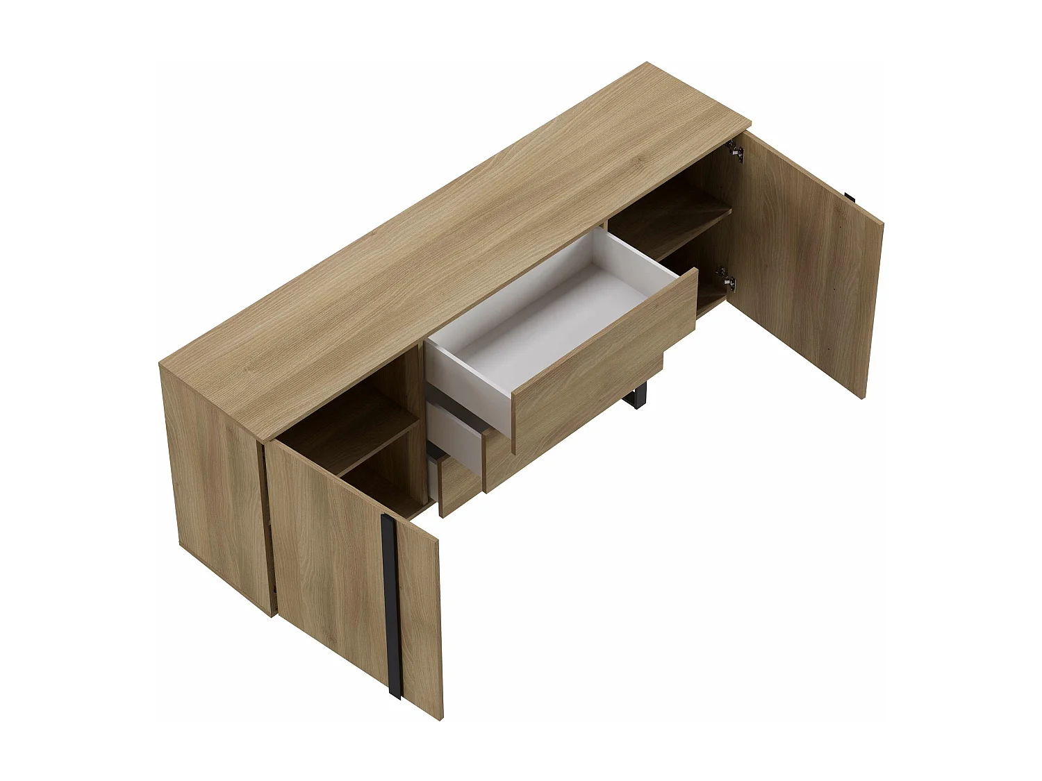 Buffet Mediterráneo 2 portes 3 tiroirs 81x180x40 cm chêne TALESA